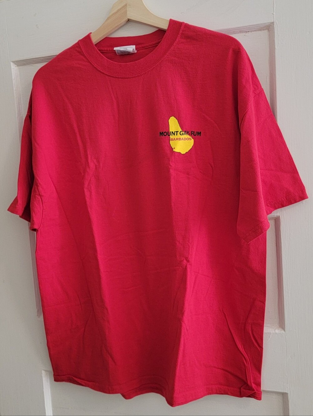 Port and Company Red Short Sleeve Tee with Yellow Logo